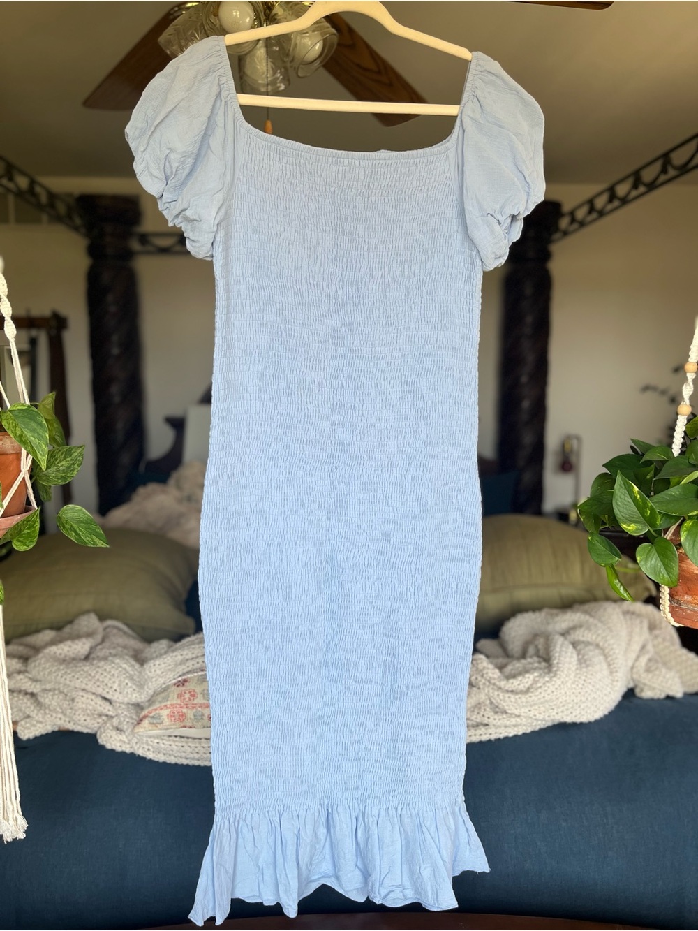 Baltic Born Blue Smocked Bodycon Dress